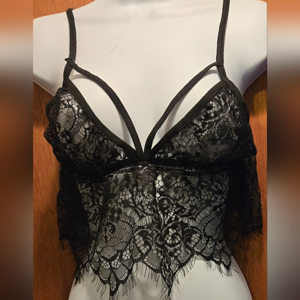 Free People Black & White Lace Bralette Duo SzM X2 - Picture 4 of 12